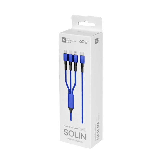 Зарядный кабель Solin Type-C 3в1 60W