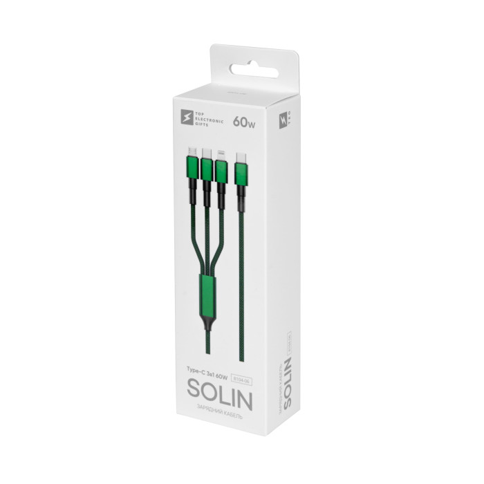 Зарядный кабель Solin Type-C 3в1 60W