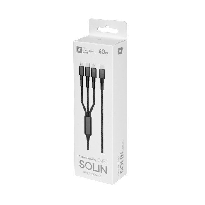 Зарядный кабель Solin Type-C 3в1 60W